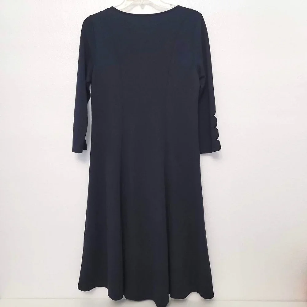 Soft Surroundings Black Eyelet Diamond Long Sleeve Sheath Dress Size Small - Picture 5 of 11